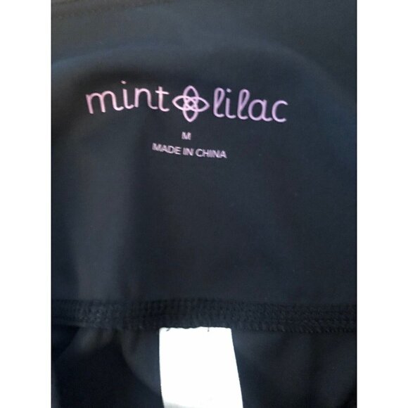 Mint Lilac Womens Size M Black Capri Leggings Lattice Hem - Picture 4 of 4